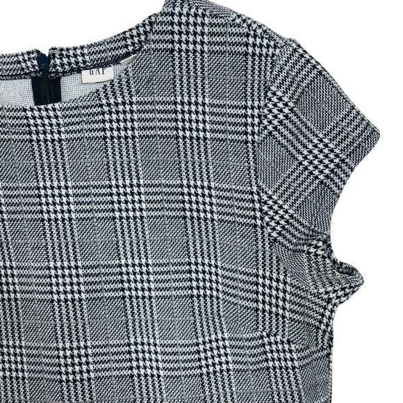 Gap Plaid Fit and Flare Peplum Dress in Ponte, Sz 10 Black plaid - Picture 11 of 16